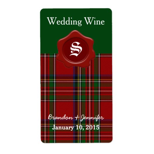 Royal Stewart Kariert Wedding Mini Wine Labels (Vorne)