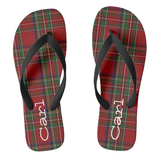 Royal Stewart Karierte Personalisierte Flip Flops Badesandalen (Fußbett)