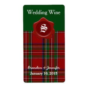 Royal Stewart Plaid Hochzeits Mini Wein Etiketten