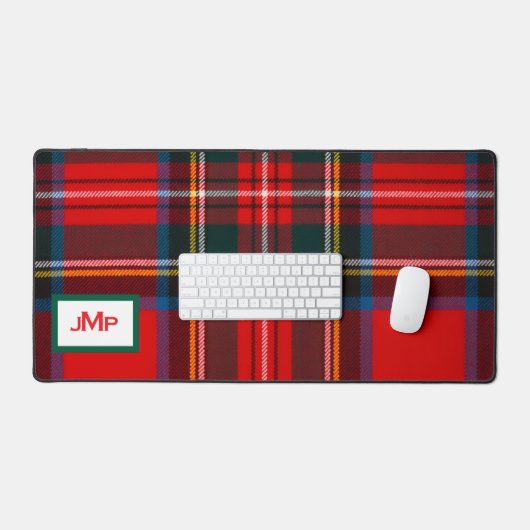 Royal Stewart Plaid Red MONOGRAM Schreibtischunterlage (Tastatur & Maus)
