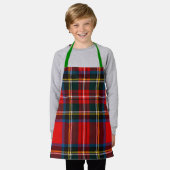 Royal Stewart Red Plaid Green Strap Apron Schürze (Getragen)