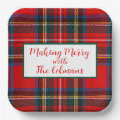 Royal Stewart Red Plaid MAKING MERRY Pappteller (Vorderseite)