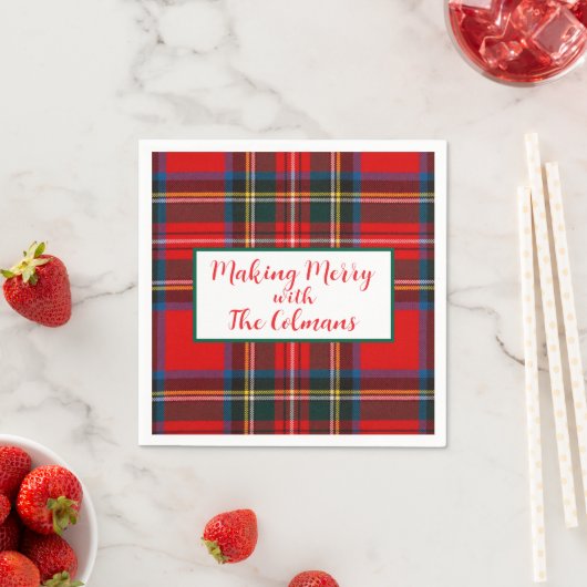 Royal Stewart Red Plaid MAKING MERRY Serviette (Beispiel)