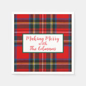 Royal Stewart Red Plaid MAKING MERRY Serviette (Vorderseite)