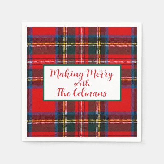 Royal Stewart Red Plaid MAKING MERRY  Serviette (Vorderseite)