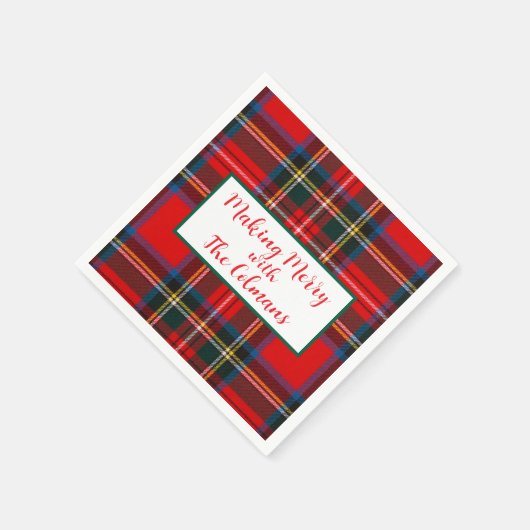 Royal Stewart Red Plaid MAKING MERRY  Serviette (Ecke)