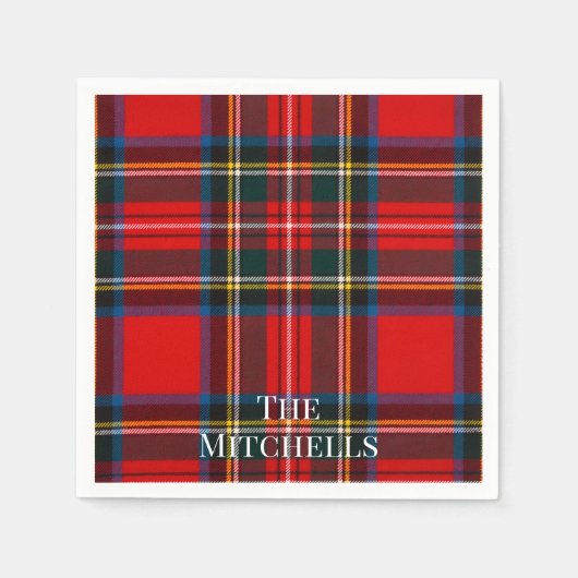 Royal Stewart Red Plaid PERSONALIZE Serviette (Vorderseite)