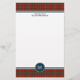 Royal Stewart Tartan Classic Red Kariert Monogram Briefpapier