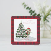 Royal Stewart Tartan Happy Pawlidays Dog (Stehend Vorderseite)