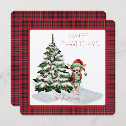 Royal Stewart Tartan Happy Pawlidays Dog (Vorne/Hinten)