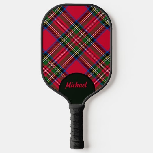 Royal Stewart Tartan Kariert mit Name Pickleball Schläger (Vorderseite)
