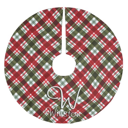 Royal Stewart Tartan Kariert Monogram Polyester Weihnachtsbaumdecke (Vorderseite)