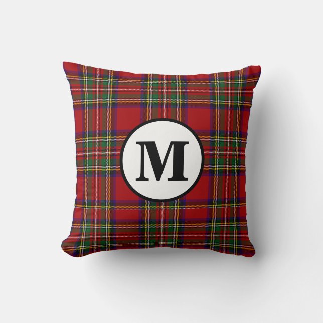 Royal Stewart Tartan Kariert Scottish Clan Monogra Kissen (Vorderseite)