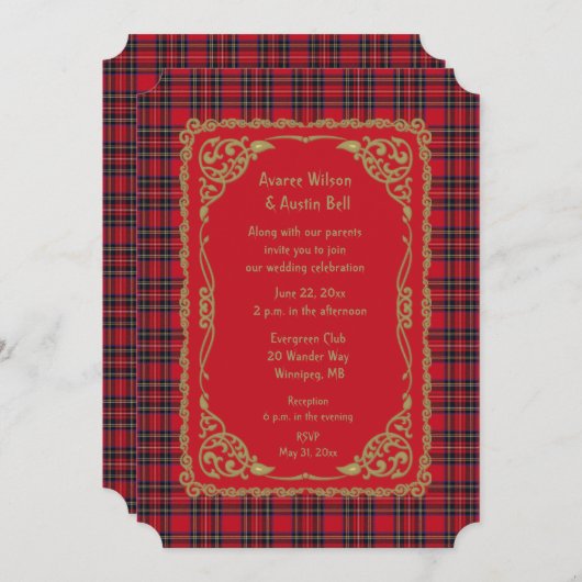 Royal Stewart Tartan Kariert Wedding Einladung (Vorne/Hinten)
