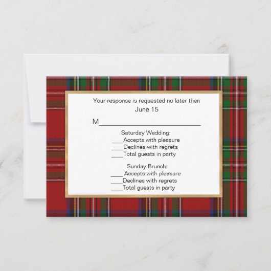 Royal Stewart Tartan Kariert Wedding Multi RSVP Ca (Vorderseite)