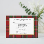 Royal Stewart Tartan Kariert Wedding Multi RSVP Ca Karte (Stehend Vorderseite)