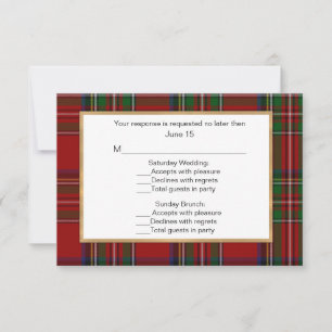 Royal Stewart Tartan Kariert Wedding Multi RSVP Ca Karte