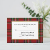 Royal Stewart Tartan Kariert Wedding RSVP Card (Stehend Vorderseite)