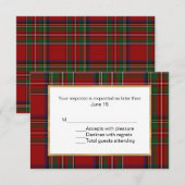 Royal Stewart Tartan Kariert Wedding RSVP Card (Vorne/Hinten)