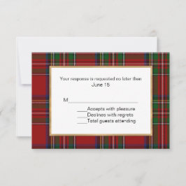 Royal Stewart Tartan Kariert Wedding RSVP Card Karte
