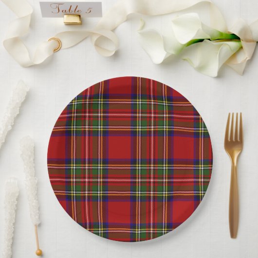 Royal Stewart Tartan Kariertes schottisches Muster Pappteller (Hochzeit)