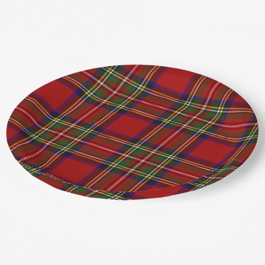 Royal Stewart Tartan Kariertes schottisches Muster Pappteller (Schrägansicht)