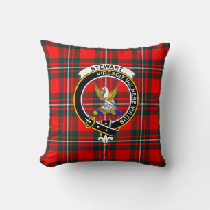 Royal Stewart Tartan mit Clan-Abzeichen und Motto  Kissen