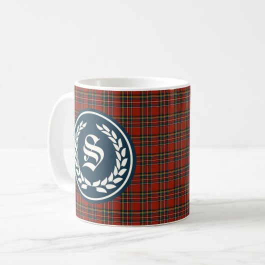 Royal Stewart Tartan Monogram Kaffeetasse (Vorderseite Links)