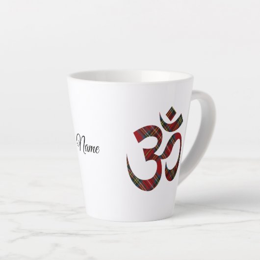 Royal Stewart Tartan Om Symbol, 12oz Latte Tasse (Rechte Ecke)