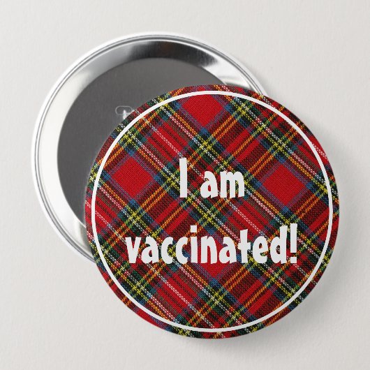 Royal Stewart Tartan Pattern I Bin geimpft Button (Vorne & Hinten)