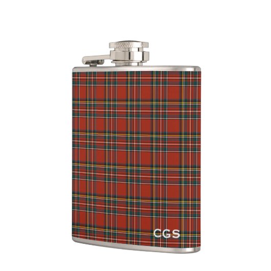 Royal Stewart Tartan Red Scott Kariert Monogram Flachmann (Links)