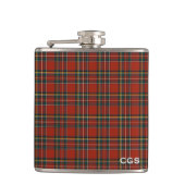Royal Stewart Tartan Red Scott Kariert Monogram Flachmann (Vorderseite)