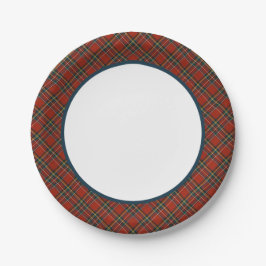 Royal Stewart Tartan Red Scottish Kariert Border Pappteller