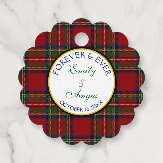 Royal Stewart Tartan Wedding Rettete ein Datum Geschenkanhänger (Rückseite)