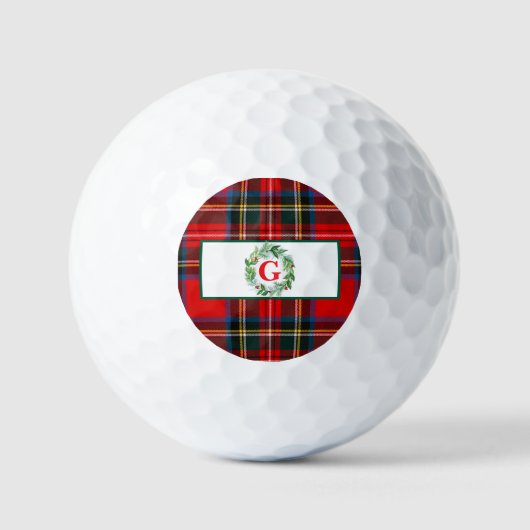 Royal Stewart Xmas Kariert MONOGRAM Wreath Golfball (Vorderseite)