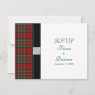 Royal Stuart Tartan Hochzeitsantwortkarte keltisch RSVP Karte