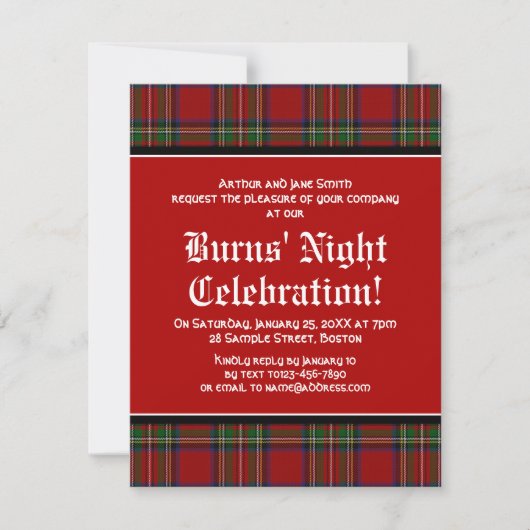 Royal Stuart Tartan Robbie Burns Night Einladung (Vorderseite)