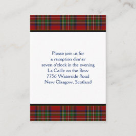 Royal Stuart Tartan Wedding Reception Card Begleitkarte