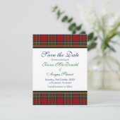 Royal Stuart Tartan Wedding Save the Date Card (Stehend Vorderseite)
