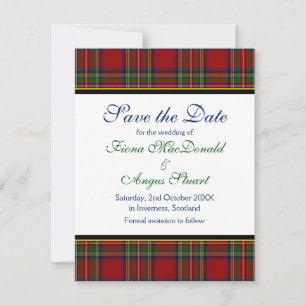 Royal Stuart Tartan Wedding Save the Date Card