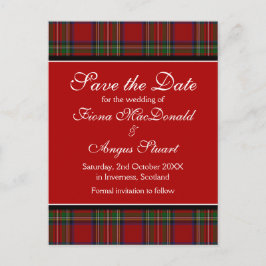 Royal Stuart Tartan Wedding Save the Date Postcard Ankündigungspostkarte
