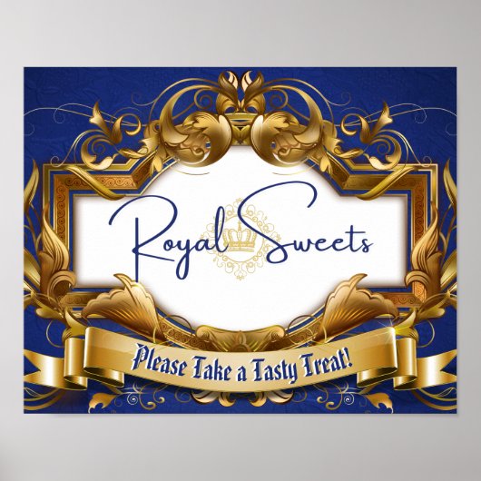Royal Süßigkeiten Blue & Gold Elegantes Candy Buff Poster (Vorne)