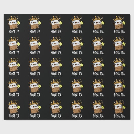 Royal-tea Funny Tea Pun Dark BG Geschenkpapier (Flach)