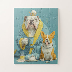 Royal Tea Time Dogs - Bulldog & Corgi Puzzle
