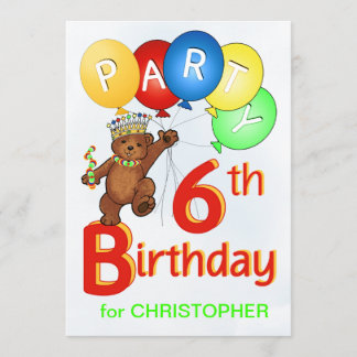 Royal Teddy Bear 6. Geburtstagsparty Einladung