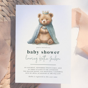 Royal Teddy Bear Little Prince Boy Baby Dusche Einladung