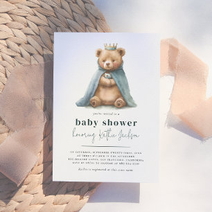 Royal Teddy Bear Little Prince Boy Baby Dusche Einladung