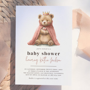 Royal Teddy Bear Little Princess Girl Baby Dusche Einladung