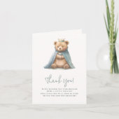 Royal Teddy Bear Prince Boy Baby Dusche Dankeskarte (Vorderseite)