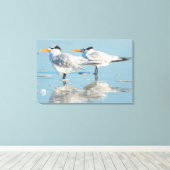 Royal Terns am Strand Leinwanddruck (Insitu (Holzboden))
